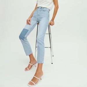 Reformation ‘Cynthia Patch High Rise Straight Jeans’